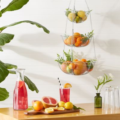 Image showing  Woven Wire Hanging Basket, 3 Tier