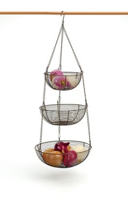 Image showing  Woven Wire Hanging Basket, 3 Tier