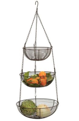 Image showing  Woven Wire Hanging Basket, 3 Tier