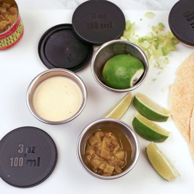 Image showing  Plastic Condiment Cups With Lids, Set of 4