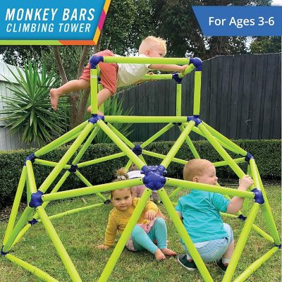 Image showing 2 th Eezy Peezy Monkey Bars Climbing Dome Tower, Sturdy Jungle Gym for Kids, Ages 3-8 Years, Lightweight & Easy Assembly, Green/Blue