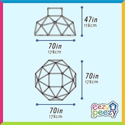 Image showing 6 th Eezy Peezy Monkey Bars Climbing Dome Tower, Sturdy Jungle Gym for Kids, Ages 3-8 Years, Lightweight & Easy Assembly, Green/Blue