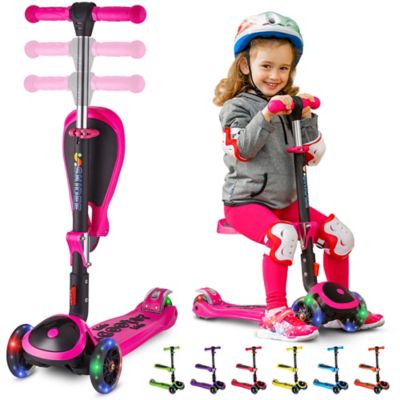 Image showing  Kick Scooter for Kids 3-5, Foldable 3 Wheel Scooter, Lean-to-Steer, Adjustable Height, Removable Seat & LED Light Wheels