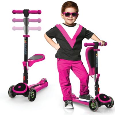 Image showing  Kick Scooter for Kids 3-5, Foldable 3 Wheel Scooter, Lean-to-Steer, Adjustable Height, Removable Seat & LED Light Wheels