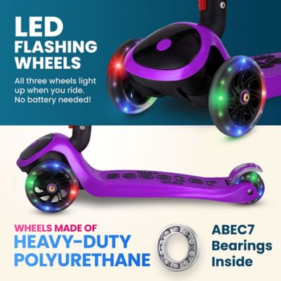 Image showing  Foldable 3 Wheel Kick Scooter for Kids 3-5, Removable Seat & LED Light Wheels, Lean-to-Steer, Adjustable Height