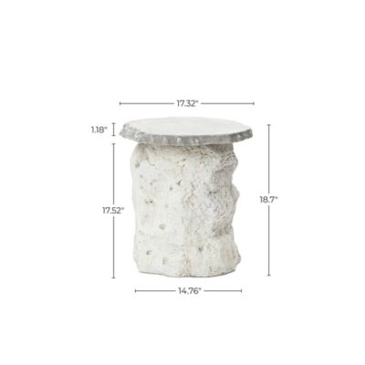 Image showing  Off White Outdoor Side Table, 18.7 in. MgO Patio Accent with Textured Base & Smooth Round Top