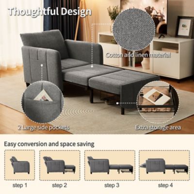 Image showing 5 th Upland 84 in. 4 in 1 Convertible Sleeper Chair Bed, Pull Out Single Sofa Bed for Adults, Living Room and Small Space