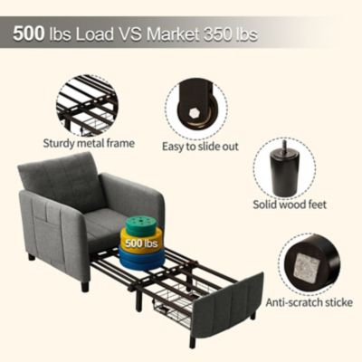 Image showing 6 th Upland 84 in. 4 in 1 Convertible Sleeper Chair Bed, Pull Out Single Sofa Bed for Adults, Living Room and Small Space