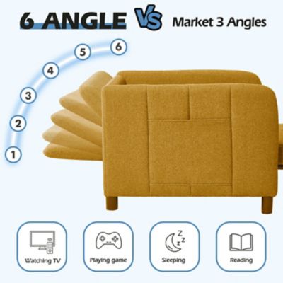 Image showing 4 th Upland 84 in. 4 in 1 Convertible Sleeper Chair Bed, Pull Out Single Sofa Bed for Adults, Living Room and Small Space