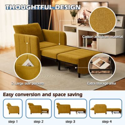 Image showing 5 th Upland 84 in. 4 in 1 Convertible Sleeper Chair Bed, Pull Out Single Sofa Bed for Adults, Living Room and Small Space