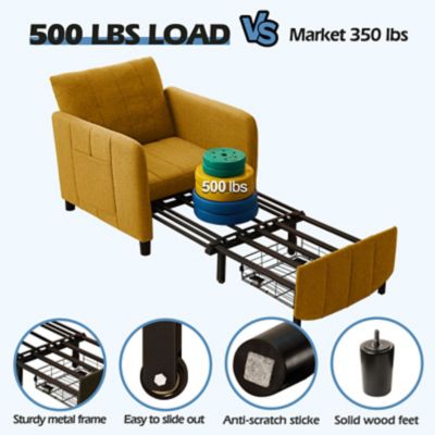 Image showing 6 th Upland 84 in. 4 in 1 Convertible Sleeper Chair Bed, Pull Out Single Sofa Bed for Adults, Living Room and Small Space