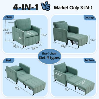 Image showing  84 in. 4 in 1 Convertible Sleeper Chair Bed, Pull Out Single Sofa Bed for Adults, Living Room and Small Space