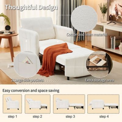 Image showing  84 in. 4 in 1 Convertible Sleeper Chair Bed, Pull Out Single Sofa Bed for Adults, Living Room and Small Space