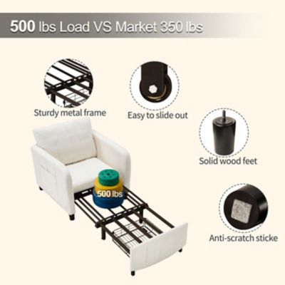 Image showing 6 th Upland 84 in. 4 in 1 Convertible Sleeper Chair Bed, Pull Out Single Sofa Bed for Adults, Living Room and Small Space