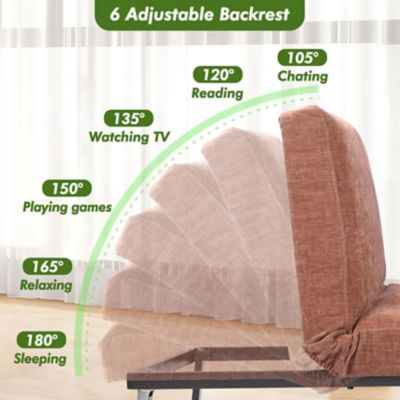 Image showing  5 in 1 Convertible Sleeper Chair, Assembly-Free Linen Folding Sofa w/Adjustable Backrest, Ottoman Bed for Living Room