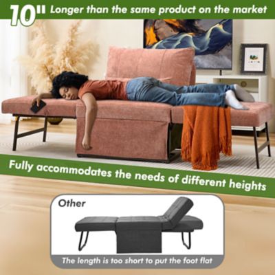 Image showing  5 in 1 Convertible Sleeper Chair, Assembly-Free Linen Folding Sofa w/Adjustable Backrest, Ottoman Bed for Living Room