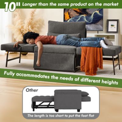 Image showing  5 in 1 Convertible Sleeper Chair, Assembly-Free Linen Folding Sofa w/Adjustable Backrest, Ottoman Bed for Living Room
