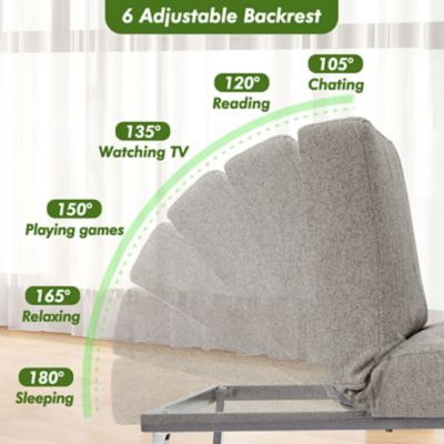 Image showing 3 th Upland 5 in 1 Convertible Sleeper Chair, Assembly-Free Linen Folding Sofa w/Adjustable Backrest, Ottoman Bed for Living Room