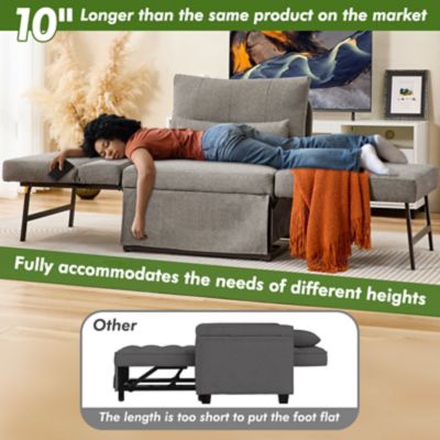 Image showing 4 th Upland 5 in 1 Convertible Sleeper Chair, Assembly-Free Linen Folding Sofa w/Adjustable Backrest, Ottoman Bed for Living Room