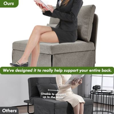 Image showing 5 th Upland 5 in 1 Convertible Sleeper Chair, Assembly-Free Linen Folding Sofa w/Adjustable Backrest, Ottoman Bed for Living Room