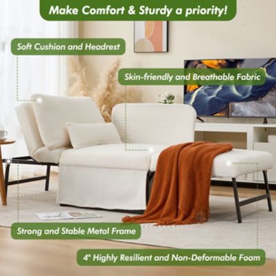 Image showing  5 in 1 Convertible Sleeper Chair, Assembly-Free Linen Folding Sofa w/Adjustable Backrest, Ottoman Bed for Living Room
