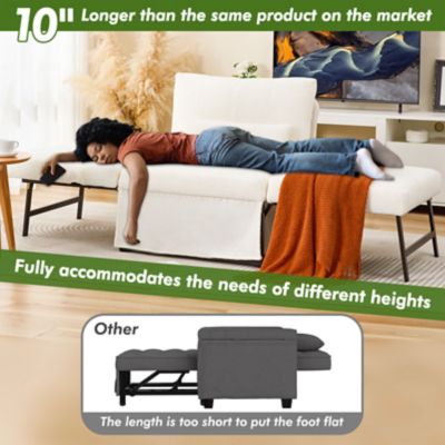 Image showing  5 in 1 Convertible Sleeper Chair, Assembly-Free Linen Folding Sofa w/Adjustable Backrest, Ottoman Bed for Living Room