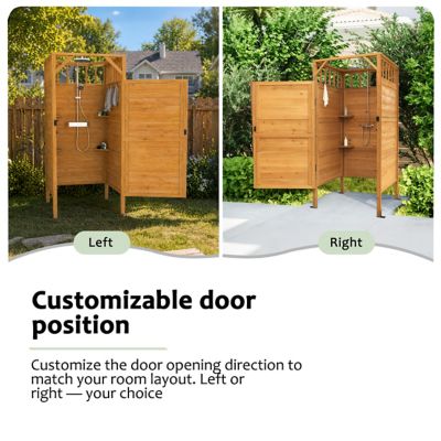 Image showing  Outdoor Shower Enclosure with Lockable Door, Privacy Shower Stall for Poolside Backyard