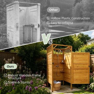 Image showing  Outdoor Shower Enclosure with Lockable Door, Privacy Shower Stall for Poolside Backyard