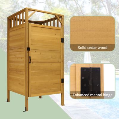 Image showing  Outdoor Shower Enclosure with Lockable Door, Privacy Shower Stall for Poolside Backyard