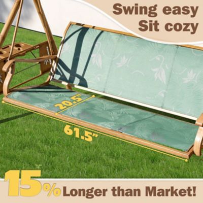 Image showing  3-Person Patio Swing Adjustable Canopy Cup Holders Textilene Fabric Stand 800 lb.