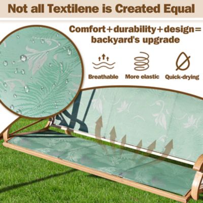Image showing  3-Person Patio Swing Adjustable Canopy Cup Holders Textilene Fabric Stand 800 lb.