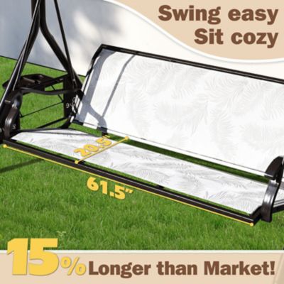 Image showing 1 th Upland 3-Person Patio Swing Adjustable Canopy Cup Holders Textilene Fabric Stand 800 lb.