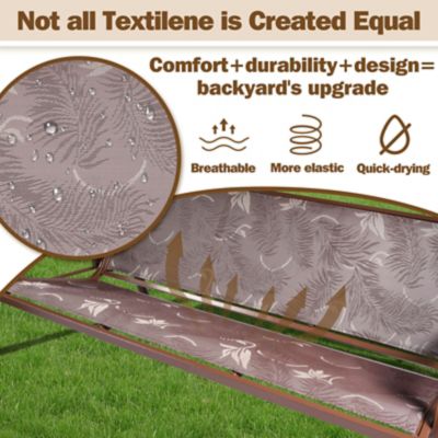 Image showing 3 th Upland 3-Person Patio Swing Adjustable Canopy Cup Holders Textilene Fabric Stand 800 lb.