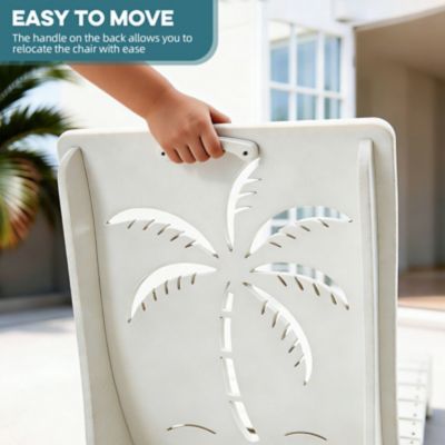 Image showing  Pool Lounge Chairs Set of 2 HDPE Sun Shelf 9 in. 3-Position Adjustable Backrest Headrest Ergonomic Fade-Resistant, White