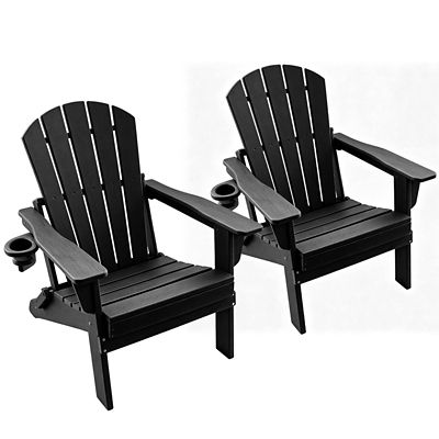 Modern Muse HDPE Folding Adirondack Chair, All-Weather, Multi-Cup Holder, Low Maintenance, 400 lbs Capacity,2PCS