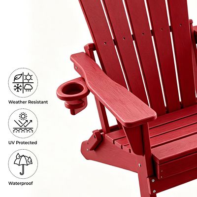 Image showing  HDPE Folding Adirondack Chair, All-Weather, Multi-Cup Holder, Low Maintenance, 400 lbs Capacity,2PCS