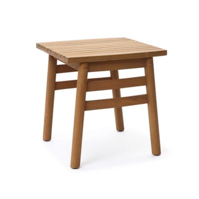 LuxenHome Acacia Outdoor Side Table, Square Patio Table with Oil Finish, 18.5 in. Height