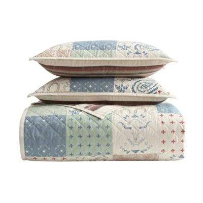 Image showing  Patchwork Paisley Reversible Quilt Set, 3 pc.