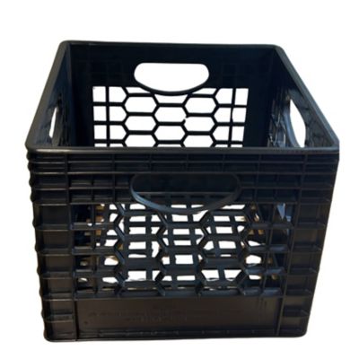 CrateMate Heavy-Duty Black Milk Crates for Storage, Organization, & More - Versatile & Durable Stackable