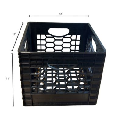 Image showing  Heavy-Duty Black Milk Crates for Storage, Organization, & More - Versatile & Durable Stackable