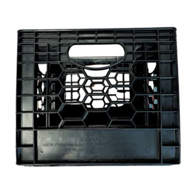 Image showing  Heavy-Duty Black Milk Crates for Storage, Organization, & More - Versatile & Durable Stackable