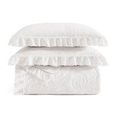 Image showing  Sadie Stonewashed Paisley Ruffled Lightweight Quilt Set, 3 pc.