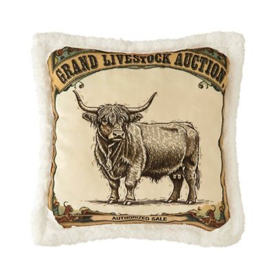 Indigo Hill by HiEnd Accents Highland Cow Campfire Sherpa Pillow, 1 pc.