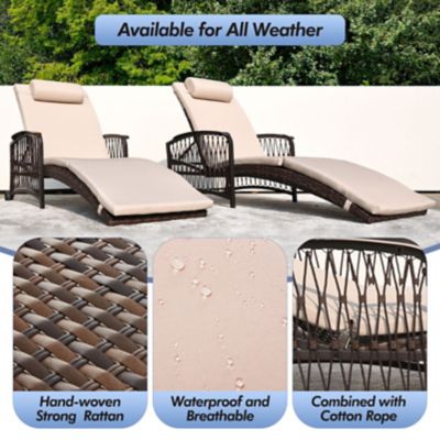 Image showing  HDPE Pool Lounge Chairs 2 pk., Armrests, Ergonomic with Adj Headrest & Handle, Fade-Resist Palm Design