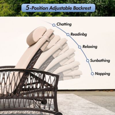 Image showing  HDPE Pool Lounge Chairs 2 pk., Armrests, Ergonomic with Adj Headrest & Handle, Fade-Resist Palm Design