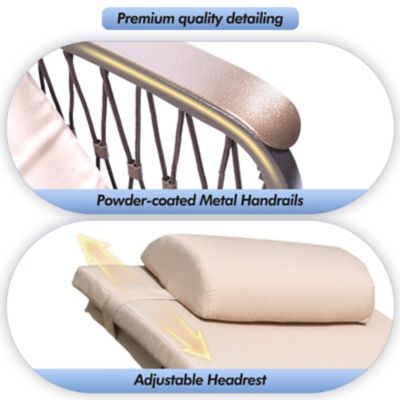 Image showing  HDPE Pool Lounge Chairs 2 pk., Armrests, Ergonomic with Adj Headrest & Handle, Fade-Resist Palm Design