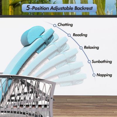 Image showing  HDPE Pool Lounge Chairs 2 pk., Armrests, Ergonomic with Adj Headrest & Handle, Fade-Resist Palm Design