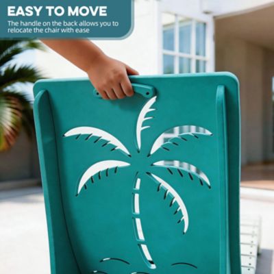 Image showing  HDPE Pool Lounge Chairs Set 2 Sun Shelf Ergonomic Adjustable Headrest Carry Handle Fade-Resistant Palm