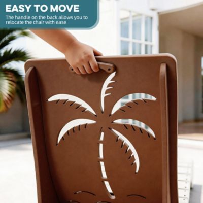 Image showing  HDPE Pool Lounge Chairs Set 2 Sun Shelf Ergonomic Adjustable Headrest Carry Handle Fade-Resistant Palm
