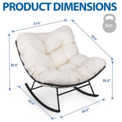 Image showing  Oversized Papasan Rocking Chair Indoor Outdoor with Cushion, Rocking Egg Chair for Balcony, Backyard
